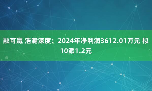 融可赢 浩瀚深度：2024年净利润3612.01万元 拟10派1.2元