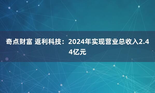 奇点财富 返利科技：2024年实现营业总收入2.44亿元
